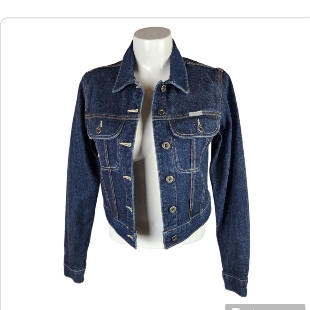 Silver Jeans Button Front Denim Jacket Dark Wash Cotton Size XS Coastal Cowgirl